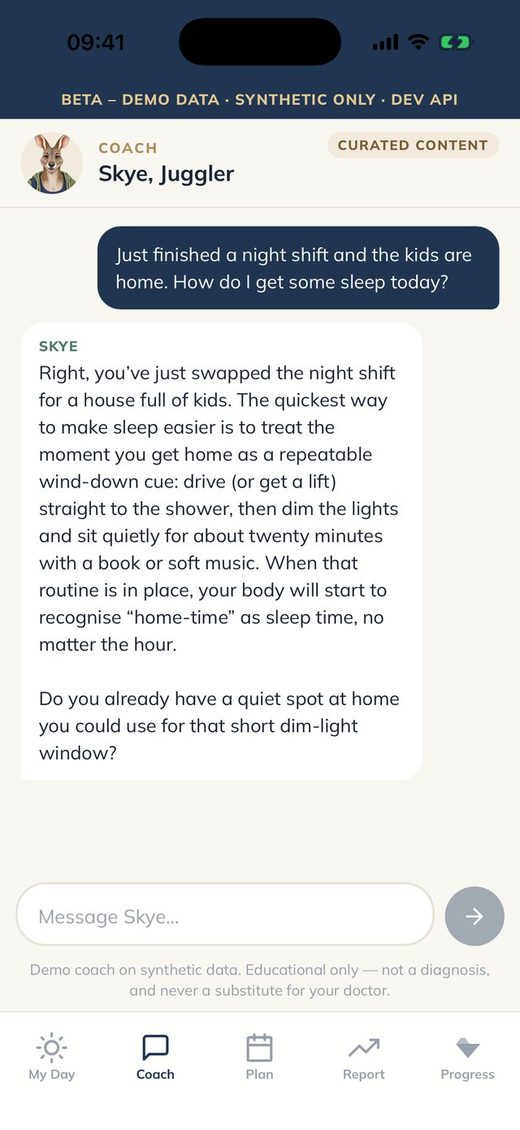 AnaVitalis coach chat with Skye